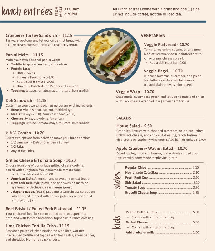 Lunch menu